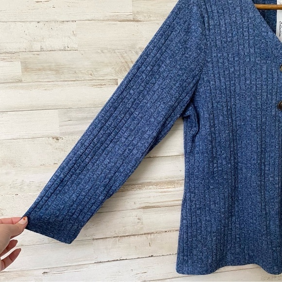 NY Collection Knit Blue Ribbed Top XL - Picture 3 of 4